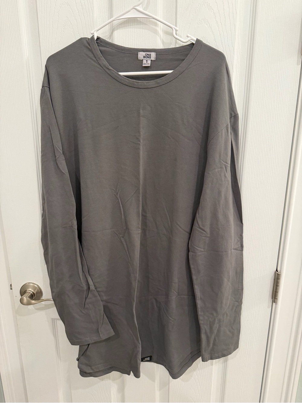 One Bone - Men's Long Sleeve Crewneck Shirt - Gray - XXL